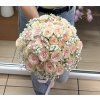 Maxi svadobná kytica z 35 ružových ruží a gypsophily